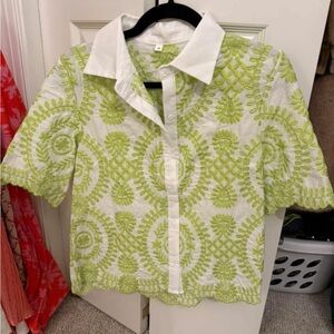 Green and White Button Down Shirt